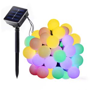 Leading solar lights string colorful lights flash lights string lights outdoor star lights courtyard balcony garden decorated with Christmas holiday lights low pressure lights Small white balls round balls