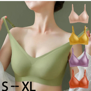 OK Bra Small Shoulder Strap Latex Underwear Women No Steel Ring No Trace One Piece Sleep Bra Thin