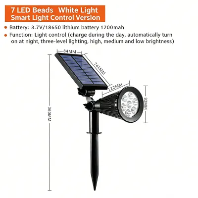 [SG In Stock]Solar Garden Spotlight 7LED Warm White White IP65 Waterproof Outdoor Landscape Light for Garden Yard Pathway