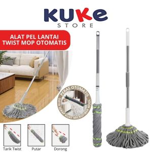 KUKE Alat Pel Lantai Putar Otomatis Daya Serap Tinggi Twist Mop Microfiber 360 Derajat