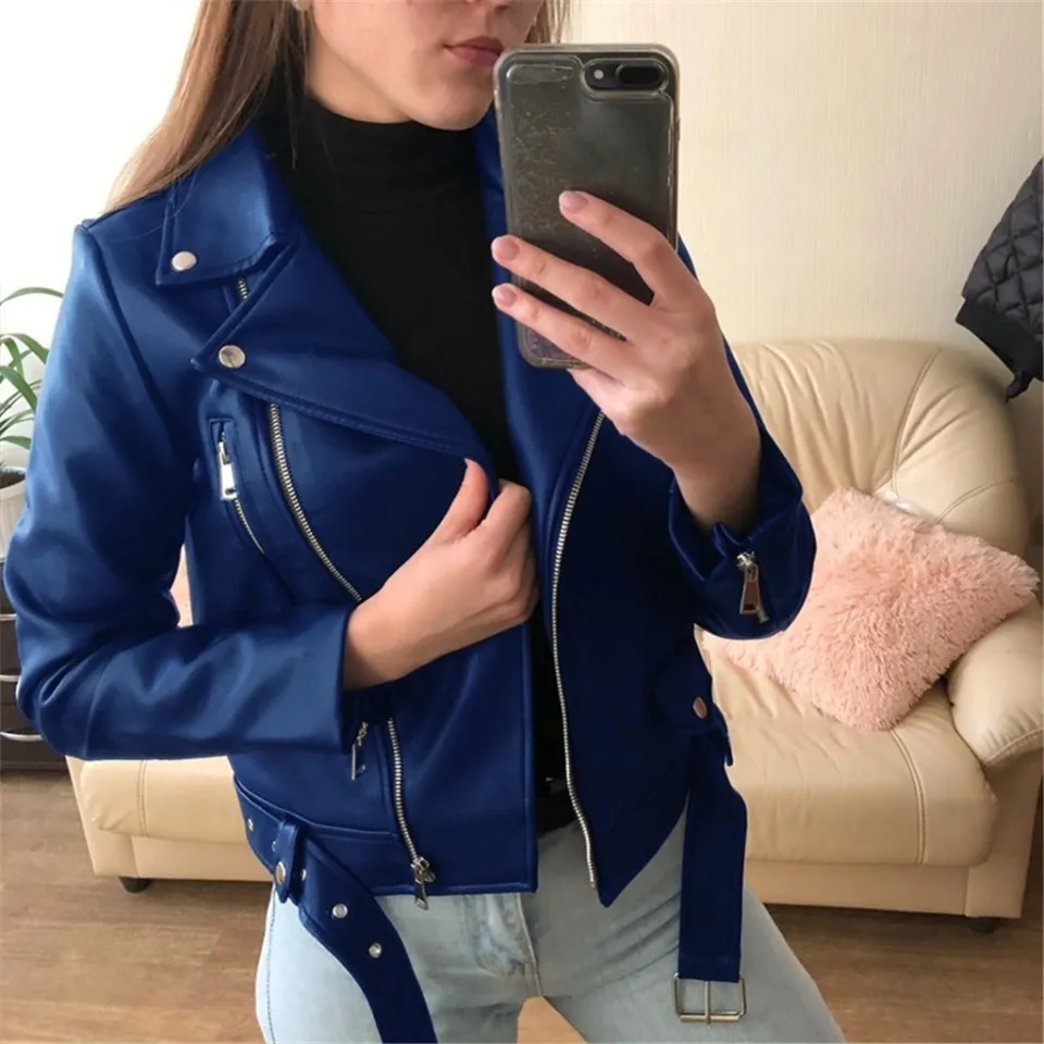 Pu leather jacket on sale womens