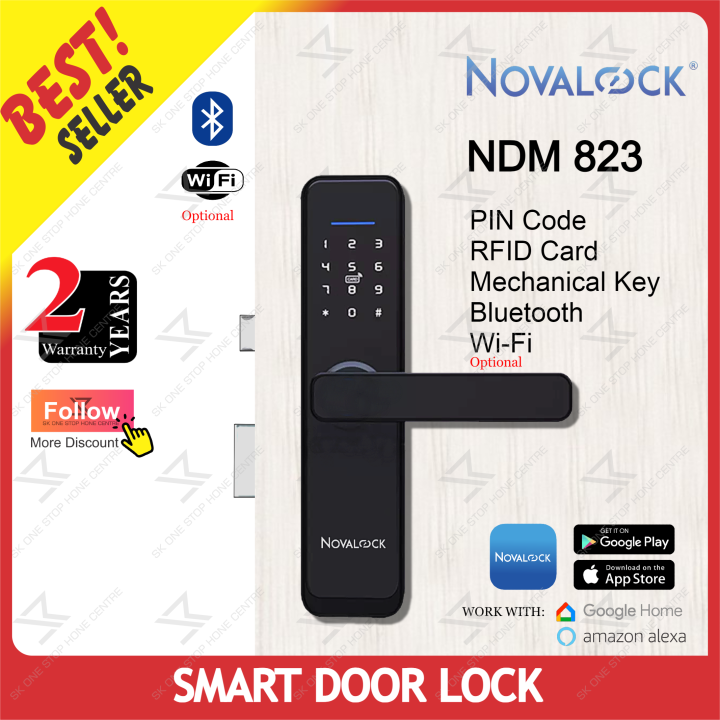 Novalock NDM 823B Smart Door Lock ( PIN Code, Card, Key, Bluetooth, Wi