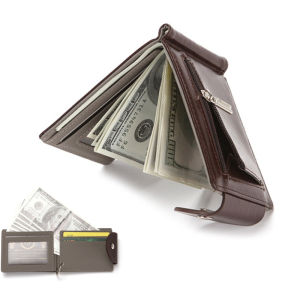 Slim Leather Wallet Coin Pouch Money Clip Card Case Zipper Women Men ID Credit Card Holder