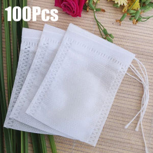 100Pcs Empty Tea Bag with String Reusable Disposable Filter Empty Teabags Non-woven Herb Loose Scent