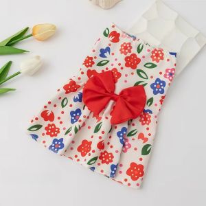 GTRBFDS Heart Patten Spring Dog Princess Dress Breathable Bow Lace Cat Dog Summer Dress Cute Comfortable Medium/Small Pet Skirts For Puppy Poodle Chihuahua Etc
