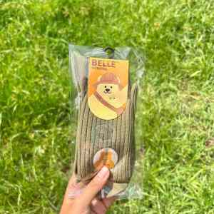ถุงเท้าลูกเสือสามัญ ผ้าไหมพรม ผ้าไนลอน สีกากี BELLE SOCKS ใส่สบาย(TT4)