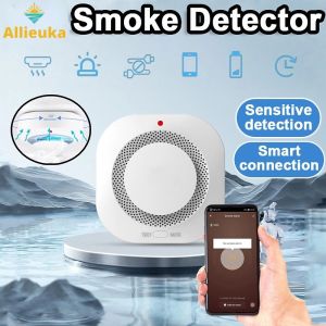 Allieuka Household Smart Smoke Detector with Remote Alert on Your Phone Wireless Smoke and Fire Sensor