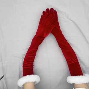 Winter Warm Stretchy Mittens Adult Christmas Cosplay Santa Full Finger Gloves Santa Gloves for Cold Weather Cycling