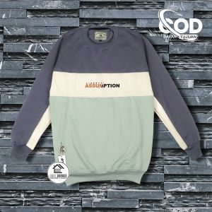 Crewneck Distro Tebal Pria Wanita Kombinasi 3 warna Sage Cream Denim Lucu List Assumption Terbaru Viral Keren 2024 Bahan Fleece Katun Tebal Premium Size M L XL Brand Lokal Bandung