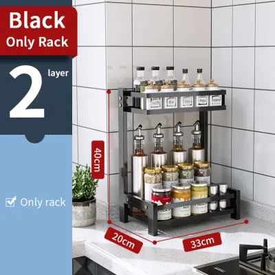 Stainless Steel Spice Rack Kitchen Rack Seasoning Storage Rack Kitchen Shelving With Cabinet