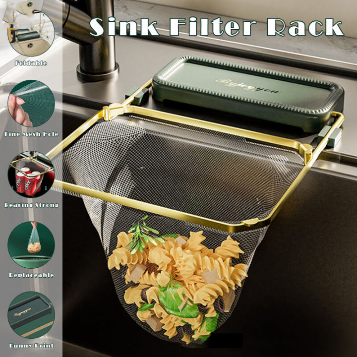 Foldable Sink Filter Rack Kitchen Sink Strainer Mesh Bag Stand Waste ...