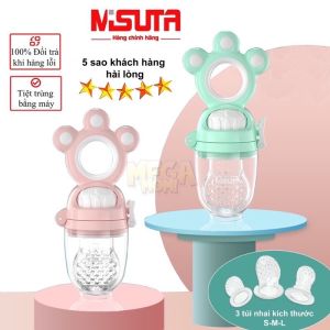 [CÓ HỘP-TẶNG 2 size núm siêu mềm] Túi nhai ăn dặm cho bé MISUTA Túi nhai hoa quả trái cây Túi nhai chống hóc cho bé Silicon