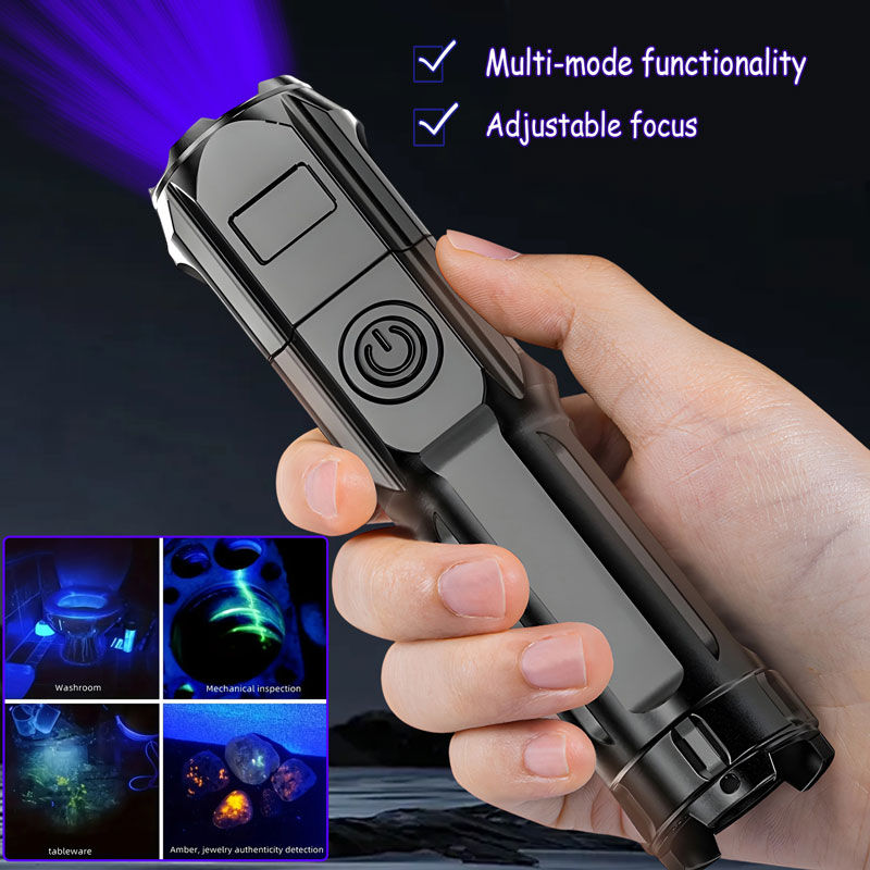 Professional Led Torch Rechargeable Zoomable Uv Flashlight_voghion.com