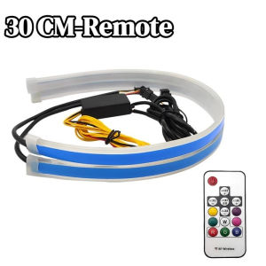 Flexible RGB LED Daytime Running Lights APP Remote Turn Signal DRL Strip Waterproof Car Headlight Decor Lamp 2Pcs