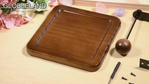 GLOBLELAND Wood Napkin Holder for Table 5.6"x5.6" Napkin Dispenser with Metal Weighted Arm Wooden Ball Square Cocktail Paper Holder for Kitchen Office Restaurant Cafe Home Decor