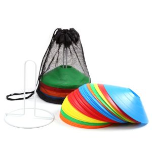 NEXTYOO 50PCS Nhiều màu sắc Đĩa logo huấn luyện bóng đá Miệng tròn với túi lưu trữ Dấu hiệu huấn luyện thể thao Sáng tạo Mác thiết bị Khối nón chướng ngại vật Huấn luyện bóng đá