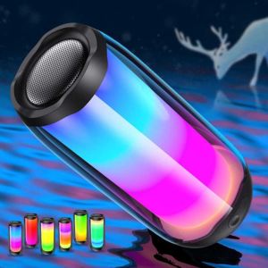 Speaker Portable Bluetooth Wireless Waterproof Anti Air Tahan Lama 1800mAh RGB Light Warna Warni