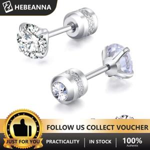 hebeanna ต่างหูเกาหลีเซอร์คอนคริสตัลคู่ทำจากสแตนเลสสตีล1ชิ้นสำหรับผู้หญิงต่างหูแบบหมุดเกลียวเครื่องประดับร่างกายป้องกันอาการแพ้
