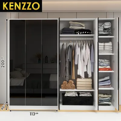[FREE SHIPPING] KENZZO [200CM] 2/3 Door High Gloss Wooden Wardrobe / 2 Door wardrobe / 3 Door wardrobe / Clothes Storage / Almari Baju Murah / Wardrobe / 衣橱/ Almari Murah / Almari Kayu / High Gloss Wooden Wardrobe
