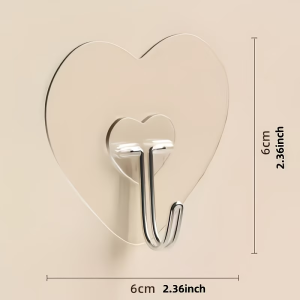 20/10pcs Heart Shaped Transparen Strong Adhesive Hook Wall Hanging Wall Load-bearing Transparent Seamless Dormitory Wall Hook