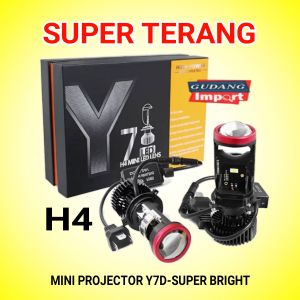 LAMPU LED MINI PROJECTOR PROJIE H4 Y7D SUPER BRIGHT MOBIL MOTOR