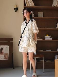 Japanese kimono Pajama for Women Cotton Padded pambahay terno Summer Lady Short sleeve Sleepwear Woman Home wear Thin Night wear