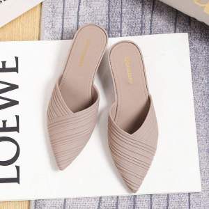 [Free Shipping] Mid-Heel Pointed-Toe Fashionable Sandals For Women Versatile Slip-On Style Casual And Trendy Suitable For Outdoor Wear Non-Slip Summer Style