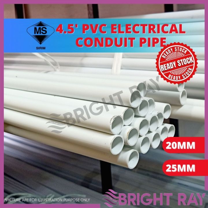 SIRIM 4.5 FEET PVC Electrical Conduit Pipe 20mm 3/4'' / 25mm 1'' Paip ...