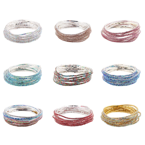 Crystal Beaded Stretch Bracelet Multilayered Handchain Elastic Rhinestones Wristchain Accessories for Women and Girls