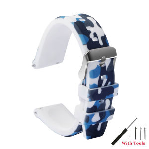 Zhangeer Mới Nhanh Chóng Phát Hành silicon mềm Ngụy Trang có dây đeo cổ tay 20Mm 22Mm 24Mm Không Thấm Nước Giao Diện Phẳng Phổ Thể Thao Dây đồng hồ bằng cao su Với Các Công Cụ