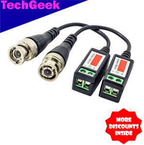 TG 1 Pair 1080P Passive CCTV Video System Balun RJ45 CCTV Transceiver Coax BNC Supply Power Connector-Green