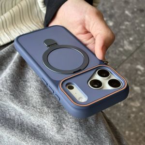 Shockproof Bumper Matte Kickstand Holder Case for iPhone 17Pro 17 Air 16 15 Plus Pro Max For Magsafe Magnetic Armor Cover Capa