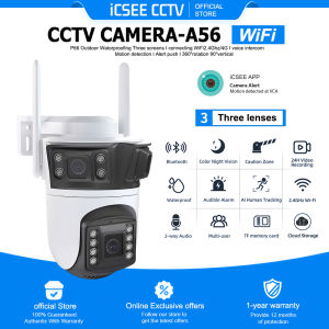 ICSEE cctv camera wifi 360 wireless A56 outdoor Three lenses IP66 outdoors Waterproof Wireless Cctv Camera for house