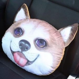 Personalized Four Seasons Car Headrest Cartoon Removable and Washable Neck Pillow Husky Car Mounted Neck Pillow