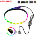 COOLMOON LED Strip 4 Pin Interface Magnetic RGB Light Strip 40cm 5V ARGB 24 Lamp Beads Soft LED Strip for Computer. 