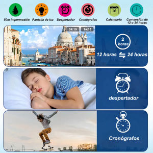 JKL Multifunction Waterproof Digital Sports Childrens Watch in Black and Blue 2026
