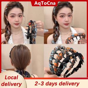 [COD] AqToCna Ship within 24 hours Ribbon Comb Headband Vintage Wave Headband With Floral Ribbon & Comb - Reversible High Crown Effect Hairband