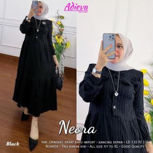 "GAMIS MIDI DRESS LENGAN PANJANG BUSUI CERINGKE LEDY CRUSH BAHAN NYAMAN IMPORT" TERBARU 2023