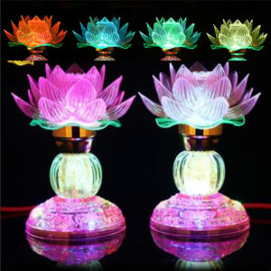 Lampu Altar Lampu Teratai Led Merah Full Dekorasi Lampu Sembahyang LED Yenpao Teratai Merah