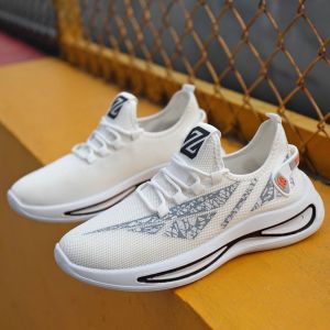 Mens Shoes Casual Sports Shoes Mens Summer Breathable Running Shoes Small White Shoes Elastic Ultra-light Running Shoes