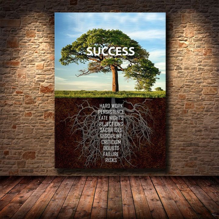 Big Tree Success Motivational Quotes Posters Wall Art Canvas Painting