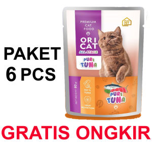 makanan kucing basah oricat pouch 6pcs gratis ongkir ori cat 80 gram all stage