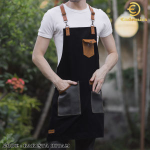 Apron Barista Cafe Apron Barbershop Celemek Kanvas synthetic leather for barista/waiter etc X strep
