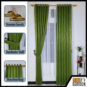 Gordeng Sekat Ruang Mewah Bahan Blackout Tebal Motif Serat Polos Model Smokering