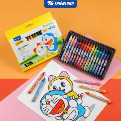 Bút Sáp màu Thiên Long Colokit Doraemon 12/16/24 màu tươi sáng an toàn cho bé tô màu CR-C04/DO CR-C05/DO CR-C06/DO