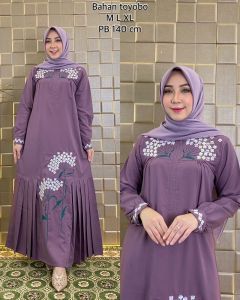 Gamis Bordir Katun Motif Kipas