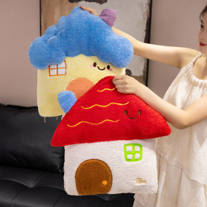 Super Soft Cute Cartoon House Throw Pillow Plush Toys Bedding Sofa Cute Stuffed Plush Toys Gifts Home Decor