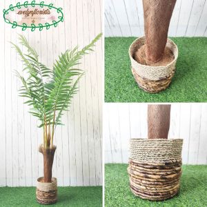 Pohon Hias Imitasi Palem Hawaii T180 Latex Pot Dasar Hitam Cover Seagrass Hiasan Cafe Aesthetic