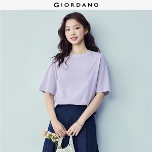 GIORDANO Women T-Shirt Pure Cotton 100% Cotton T-Shirt Casual Stylish Trendy Elegant Comfortable Fashion Classic 05326398