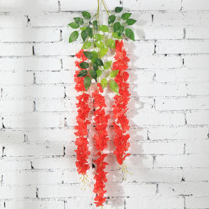1pc/5pc Raya 3 Branches Wisteria Artificial Flowers with Leaves Rattan | Faux Flower Vine Hanging for Wedding Garden Home Decor